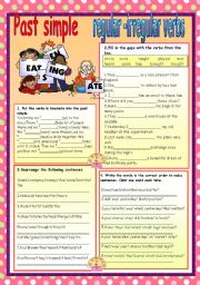 English Worksheet: past simple:regular -irregular verbs