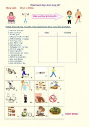 English Worksheet: What must they do to keep fit?