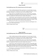 English Worksheet: Fact or Opinion: Being the Queen Bee