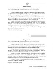 English worksheet: Fact or Opinion: Being the Queen Bee