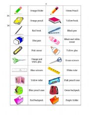 English Worksheet: Classroom Objects - Dominoe