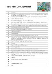 English Worksheet: New York City Alphabet