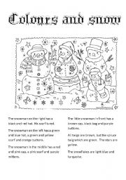 English Worksheet: COLOURS AND SNOW: