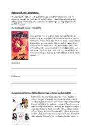 English Worksheet: Romeo and Juliet film adaptations