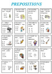 English Worksheet: Prepositions