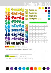 English Worksheet: Numbers 20-100