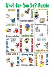 English Worksheet: What Can You Do Puzzle