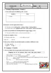 English Worksheet: Mid- term test n2   8th form