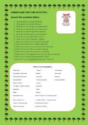 English Worksheet: HOBBIES AND FREE TIME ACTIVITIES