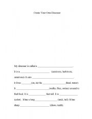 English worksheet: Create Your Own Dinosaur