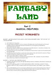 English Worksheet: FANTASY LAND - MAGICAL CREATURES - PART 2