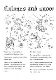 English Worksheet: Colours and snow