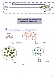 English Worksheet: Cardinal numbers revision worksheet