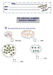 English worksheet: Cardinal numbers revision worksheet