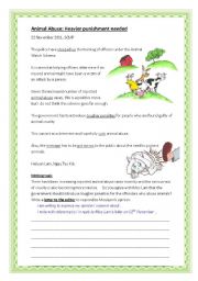 English Worksheet: Writing task (animal abuse)