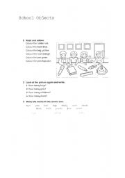 English Worksheet: School objects