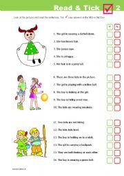 English Worksheet: Read & Tick 2