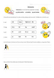 English worksheet: Antonyms