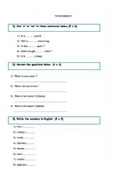 English Worksheet: worksheet  for 4th classes