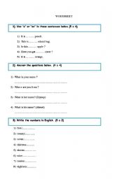 English worksheet: worksheet  for 4th classes