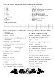 English Worksheet: useful verbs & wh- questions
