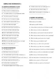 English Worksheet: Simple Past Exercises