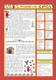 English Worksheet: Mrs Gasbags Hat (2 pages) - KEY included