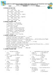 English Worksheet: EXAM FOR 10TH GRADE