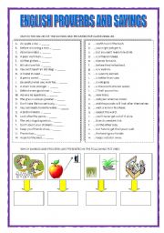 English Worksheet: SAYING, PROVERBS, IDIOMS