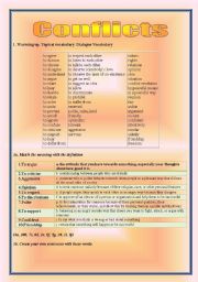English Worksheet: Conflicts