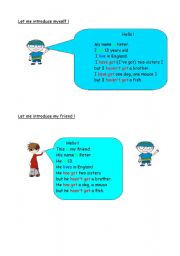 English worksheet: let me introduce myself