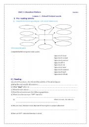 lesson plan of lesson 1 unit 2 education for 4th level 