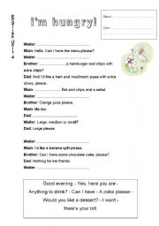 English Worksheet: Lets go to the restaurant!
