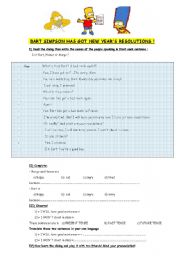 English Worksheet: Bart Simpson has got new Years Resolutions