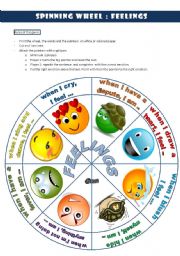 English Worksheet: Spinning wheel: FEELINGS