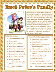 English Worksheet: meet peters family