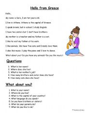 reading comprehension, telling about yourself