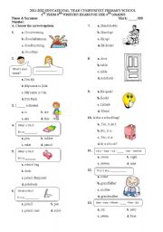 English Worksheet: 4th grades exam 3, page 1 