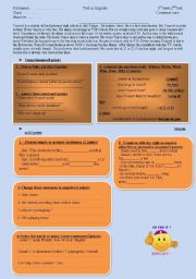 English worksheet: test for beginners