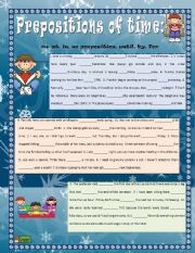 English Worksheet: Prepositions of Time