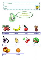 English worksheet: FRUITS INFORMATIONSHEET