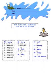 English worksheet: numbers 20-100 informationsheet