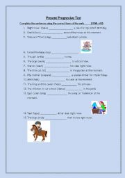 English Worksheet: Present Progressive Test (easy)