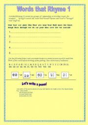 English worksheet: Words that Rhyme