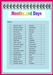 English Worksheet: months and days