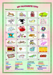 English Worksheet: My favourite toys (+ key)