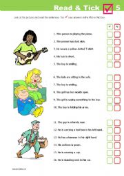 English Worksheet: Read & Tick 5