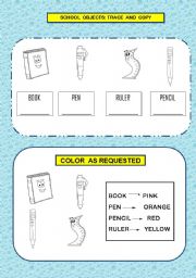 English worksheet: school object for very young learners