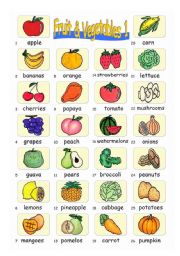 Pictionary***Fruit & Vegetables 1