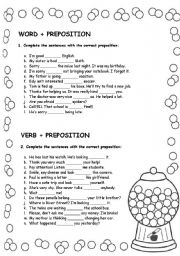 English Worksheet: WORD + PREPOSITION, VERB + PREPOSITION